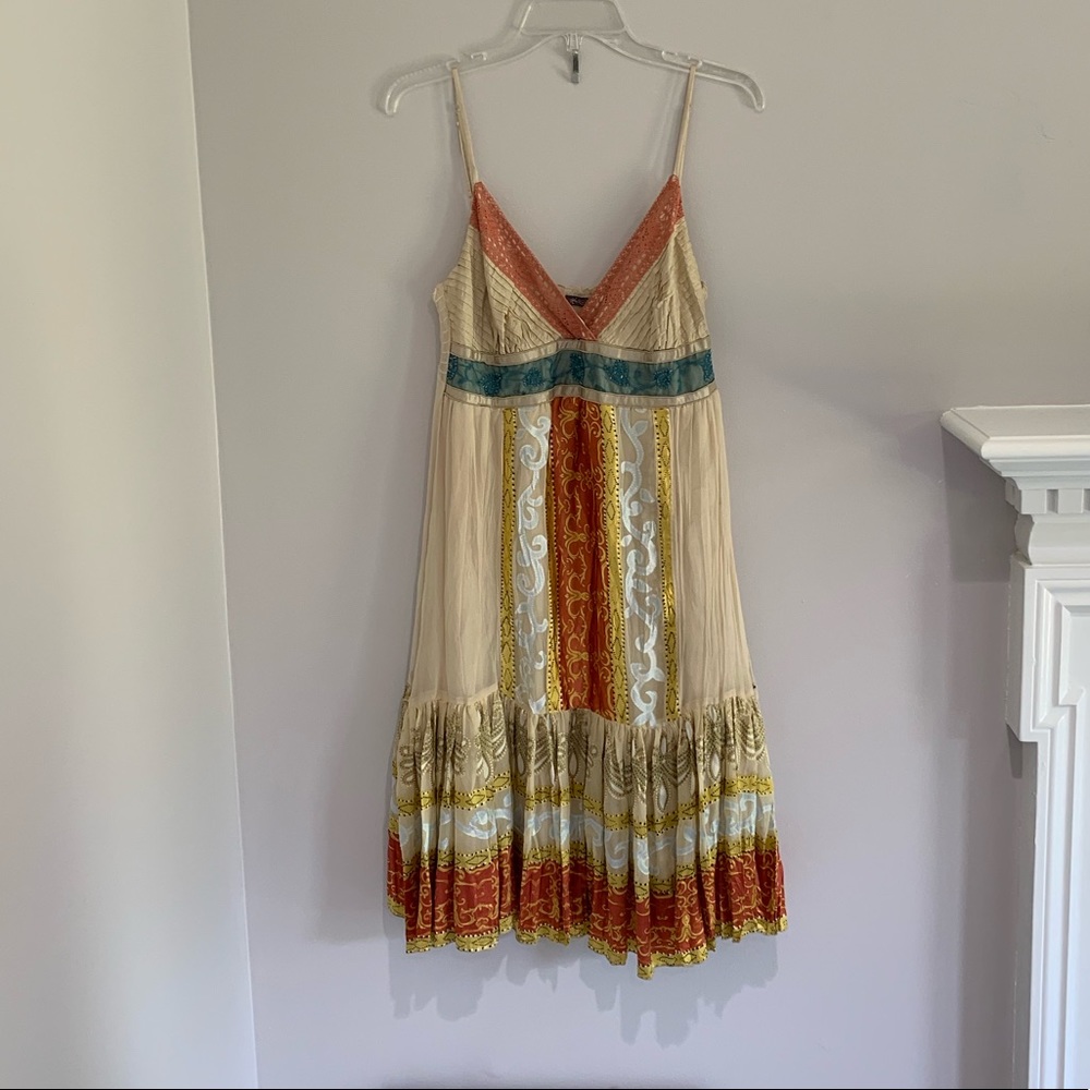 HALE BOB Silk Rayon Burnout Empire Waist Dress